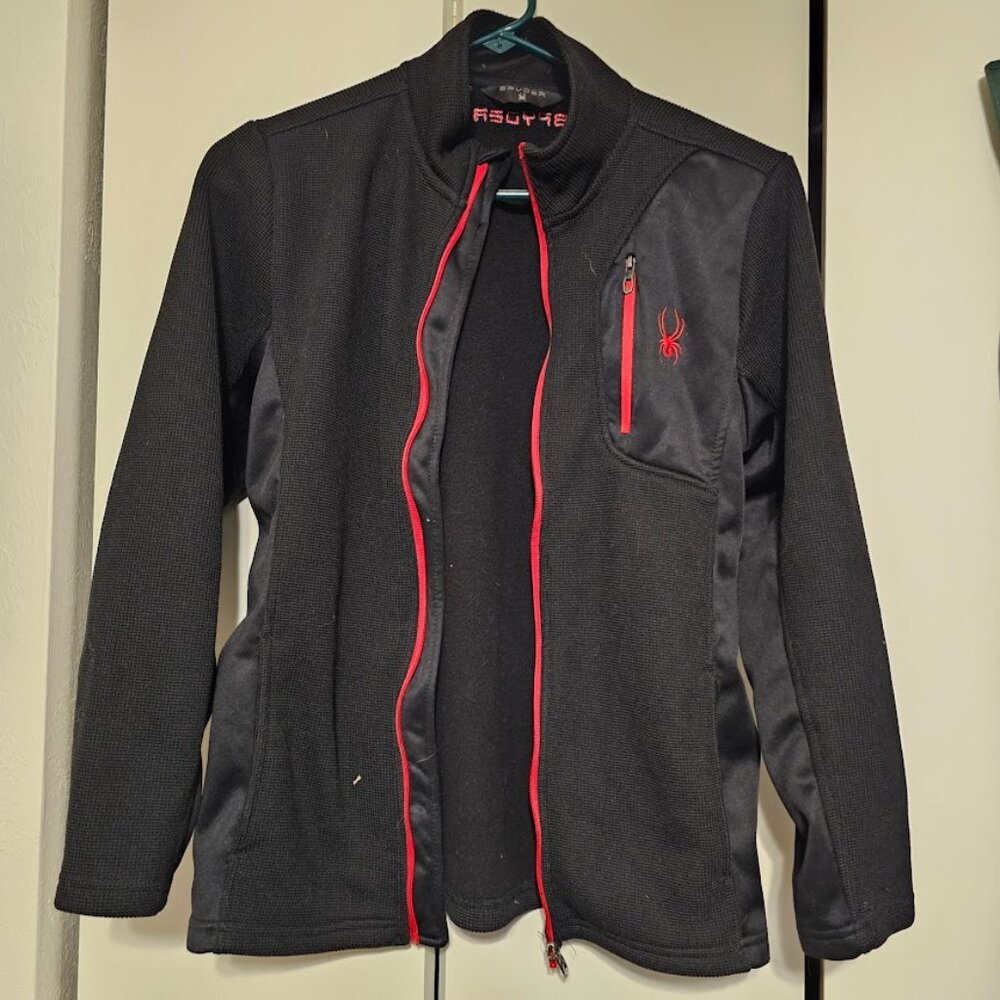 SPYDER Fleece Zip Up, BLACK  Boys size  LARGE 14/16